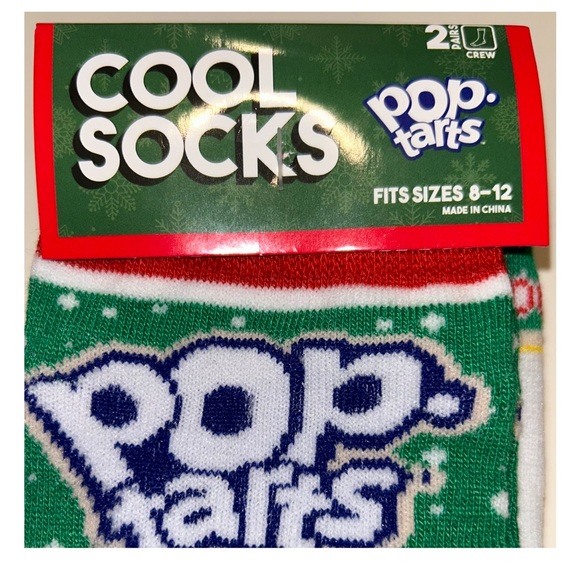 Pop Tarts Crew Socks 2 Pair Men 8-12 Green Blue Pink White w Logo NEW Christmas - Picture 3 of 10